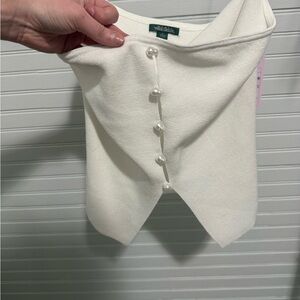 Wild Fable White Crop Top with Pearl Buttons